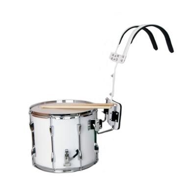 BKP Marching Snare Drum White 14in  carry strap w Harness UP*