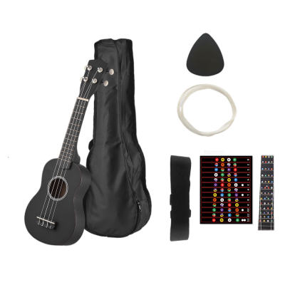 * Courante Black Soprano Ukulele pack with bag strap pick note learning stickers and extra  string View CAPETOWN UP*  new stock_1
