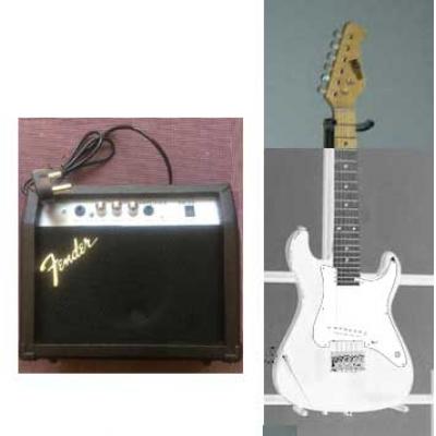 1/2 size Mini Electric Stratocaster WHITE Guitar w  15w fender amplifier for children 5 to 12. UP*